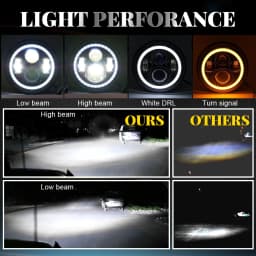 CO LIGHT 7" Led Car Motorcycle Headlight H4 Moto Halo Angle Eyes Headlamp 12V 24V For Lada Niva Urban OffRoad 4x4 suzuki samurai