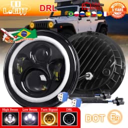 CO LIGHT 7" Led Car Motorcycle Headlight H4 Moto Halo Angle Eyes Headlamp 12V 24V For Lada Niva Urban OffRoad 4x4 suzuki samurai