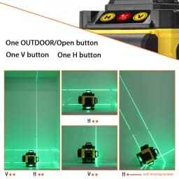 4D 16 Lines Laser Level Tool Vertical Horizontal Lines Multifunctional 3° Self-leveling With Li-ion battery Green Laser Levels