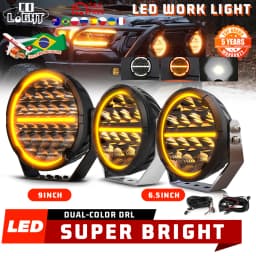 CO LIGHT New Led Work Light Bar 2PCS 9" Round Spot Flood DRL Off Road Fog Driving Roof Bumper for SUV Truck UTV ATV 4x4 12V 24V