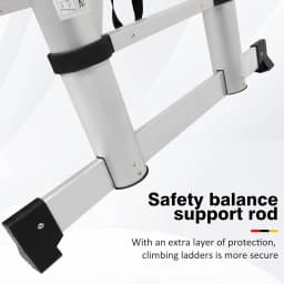 5M Telescopic Folding Ladder with Stabilizer Bar, Extension Ladder A-Frame Multi-Purpose Folding Ladder 330lb Capacity