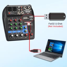 TEYUN A4 4 Channel Mini Audio Mixer Effect 48V Bluetooth-function Portable Mixing TableUSB Play Music Home Record Sound Console