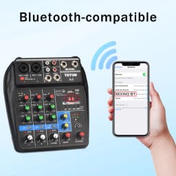 TEYUN A4 4 Channel Mini Audio Mixer Effect 48V Bluetooth-function Portable Mixing TableUSB Play Music Home Record Sound Console
