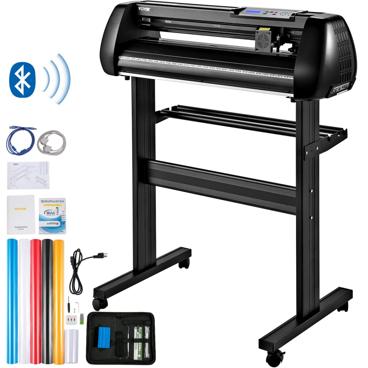 SucceBuy 28/34 Inch Vinyl Cutter Plotter Labels Printer Cutting Machine LCD Display Bluetooth SignMaster Software Kit Bundle
