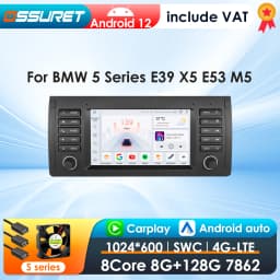 7" 2Din Android 12 Car Multimedia Player For BMW 5 Series E39 X5 E53 M5 1996-2003 Stereo Navigation GPS Carplay AutoRadio 7862