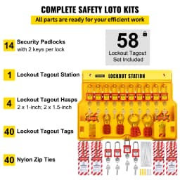 SucceBuy 26/58 PCS Lockout Tagout Kits 46 Electrical Safety Loto Kit 53PCS Industrial Includes Padlocks Personal Lockout Station