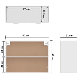 Furniture Kitchen Hanging Cabinet Wood for Kitchen with Two Shelves and Doors Cabinet Organizers and Storage 80x31x60 cm