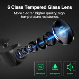 Junsun Car Rearview Camera AHD 1080P Radar Alarm Water Proof 145 ° Wide-Angle Reverse Backup AI Smart Camera