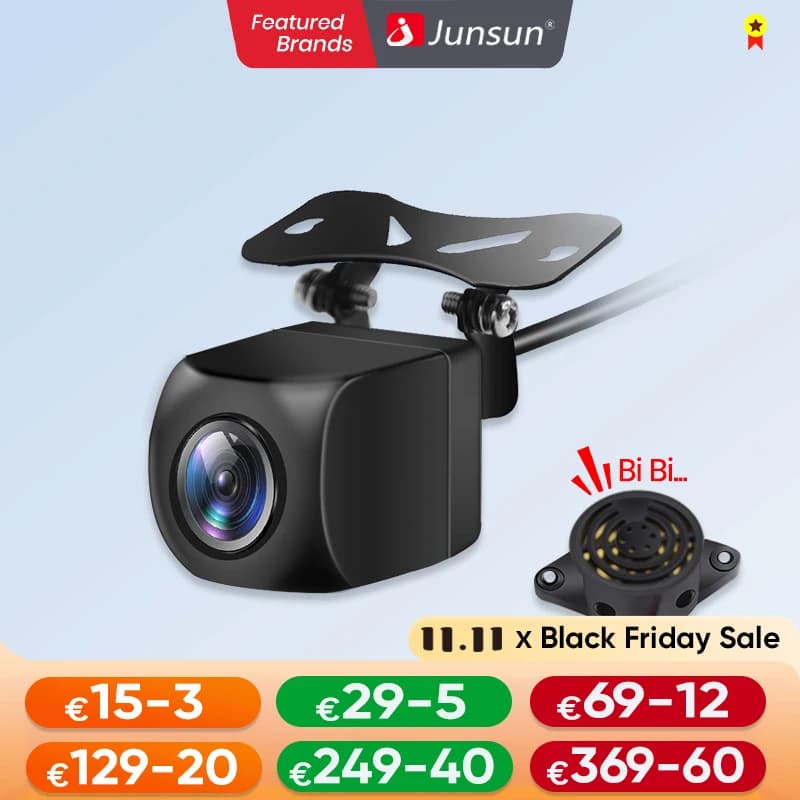 Junsun Car Rearview Camera AHD 1080P Radar Alarm Water Proof 145 ° Wide-Angle Reverse Backup AI Smart Camera
