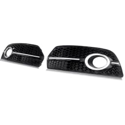 Pair For 2009-2011 Audi Q5 Standard Model Front Fog Light Grille Chrome Black
