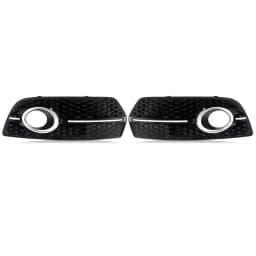 Pair For 2009-2011 Audi Q5 Standard Model Front Fog Light Grille Chrome Black