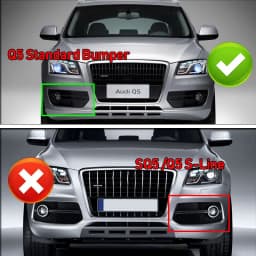 Pair For 2009-2011 Audi Q5 Standard Model Front Fog Light Grille Chrome Black
