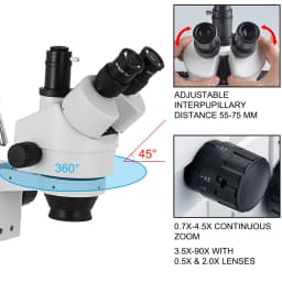 SucceBuy 3.5X-90X Trinocular Stereo Digital Microscope 360° Swiveling Simul-Focal Support Camera Connect Lab Optical Instruments
