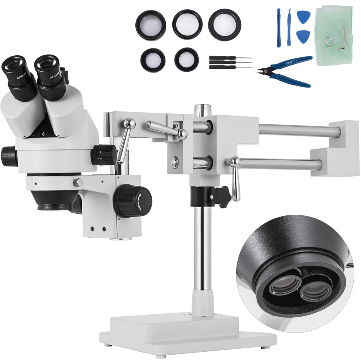 SucceBuy 3.5X-90X Trinocular Stereo Digital Microscope 360° Swiveling Simul-Focal Support Camera Connect Lab Optical Instruments