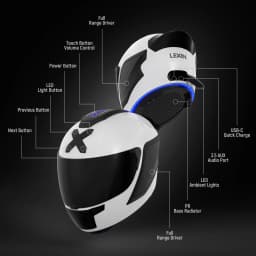 Lexin Bassbucket Portable Speaker Bluetooth with Motorcycle Helmet Concept Design, Multiple Devices Music Sharing Powerful Audio