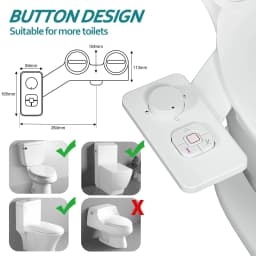 Samodra Toilet Bidet Shower Ultra-thin Bidet Toilet Seat Attachment Non-electric Bidet sprayer Dual Nozzles Frontal & Rear Wash