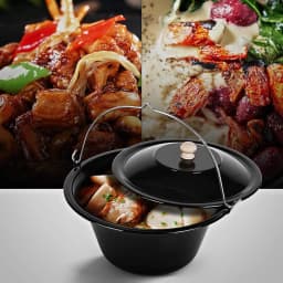 Hungarian Goulash Kettle, 10 Litres, Enamelled,151cm Telescopic Tripod Frame,Chain Height Adjustment, Soup Pot with Lid, Goulash