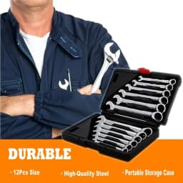 Ratchet Ring Spanner Set 12 Pieces Ratchet Spanner, Ratchet Spanner, Combination Spanner, Ring Spanner Wrench Set 8-19mm