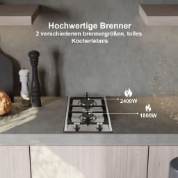 TopStrong 2-burner Stainless Steel with Automatic Flame Protection, Natural Gas Propane Built-in Gas Hob YYEUGCT-S02