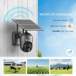 Ctronics 4G Surveillance Camera Outdoor Solar Panel 8W 14400mAh Battery Wireless Security Camera 2K Night Vision Auto Tracking
