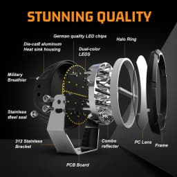 CO LIGHT LED Offroad Driving Lights 6.5 inch White & Amber DRL Spot-Flood Combo 60000LM Auxiliary Work Pods Cubes Light for 4x4