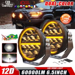CO LIGHT LED Offroad Driving Lights 6.5 inch White & Amber DRL Spot-Flood Combo 60000LM Auxiliary Work Pods Cubes Light for 4x4