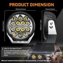 CO LIGHT LED Offroad Driving Lights 6.5 inch White & Amber DRL Spot-Flood Combo 60000LM Auxiliary Work Pods Cubes Light for 4x4