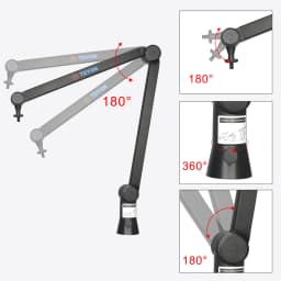 TEYUN Microphone Holder Metal Boom Arm Stand Load 1KG Table Pantograph Adjustable Angle Desktop Mic Support Bracket NBA-6