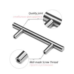 KAK 20pcs Brushed Gold Kitchen Handle Stainless Steel T Bar Door Pull 76mm 96mm Cabinet Knobs and Handles Black Furniture Handle