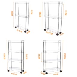 Slim Rolling Storage Cart, 3/4 Layers  9cm/12cm Organizer Mobile Shelving Unit for Kitchen Office Bathroom Laundry Narrow Places