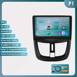 9" Hizpo 2Din Andoird14 Car Radio for Peugeot 207CC 2006 - 2015 Snapdragon 6115 GPS RDS DSP 4G BT Auto CarPlay 360° Camera