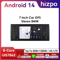 HiZPO 7inch Android13 Android Car Radio for BMW 5 Series E39 1996 M5 2000 X5 E53 Multimedia GPS Navi RDS DSP BT 4G CarPlay SWC