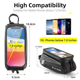 WEST BIKING Bicycle Top Tube Bag 7.0 Inch Phone Bag Waterproof Front Frame Cycling Bag Sensitive Touch Screen MTB Road Bike Bag