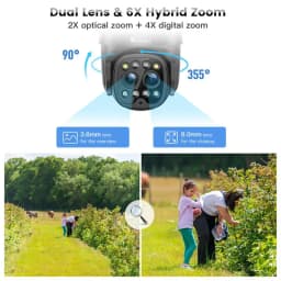 Ctronics Surveillance WiFi Camera Dual Lens Optical Zoom Outdoor 360 PTZ Security Camera Human Auto Tracking Color Night Vision