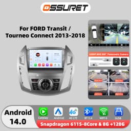 2din Android 14 Car radio for FORD Transit/Tourneo Connect 2013-2018 multimedia player 4G 8Core Autoradio 6115 Carplay Screen