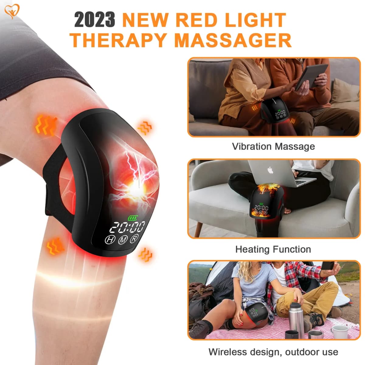 KTS Knee Laser Therapy Device Wireless Massager for Knee Pain Relief 70 Laser Diodes for Arthritis 2 Levels Heating Therapy