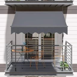 Awning Balcony Patio Retractable Awning UV50+ Sun Shade Awning Clamp Garden Sun Protection with Hand Crank Without Drilling