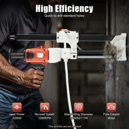 2200W Wet Diamond Concrete Core Drilling Pure Copper Motor Machine and Stand Press Drilling Rig Handhold Mashine 1200RPM