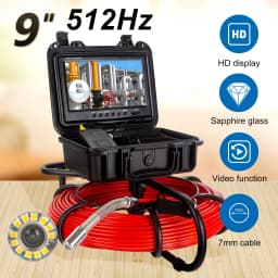 Pipe Inspection Camera 512Hz sonde/transmitter+self-leveling, SYANSPAN 9Inch HD1080P Screen Sewer Drain Industrail Endoscope DVR