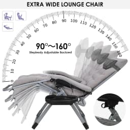 Sun Lounger, Foldable Deck Chair, Removable Comfortable Cotton Cushion, Garden Lounger, Adjustable with Headrest and Cup Holder