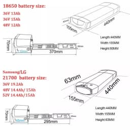 36V21AH Rear Rack Ebike Battery 52v 30ah Lithium Batteria 18650 21700 48V 14Ah for Electric Bicycle 250W 350W 500W 750W 1000W