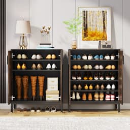 TRIBESIGNS WAY TO ORIGIN Shoe Cabinet, 20 Pairs Modern Shoe Storage Cabinet with Doors, 6-Tier Freestanding Shoe Organizer Rack