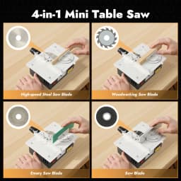 Mini Desktop Table Saw with 4 Saw Blades, 7 Speed Adjustable Small Cutting Machine 5000RPM for PCB/Stick/Acrylic/Veneer Cutting