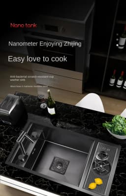 304 Nano Stainless Steel Hidden Sink Folding Faucet, Large Single Slot, Cover Plate, Bar Counter Cup Washer, 55cm X 32cm