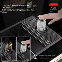 304 Nano Stainless Steel Hidden Sink Folding Faucet, Large Single Slot, Cover Plate, Bar Counter Cup Washer, 55cm X 32cm