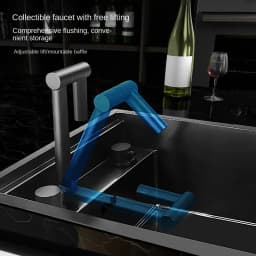 304 Nano Stainless Steel Hidden Sink Folding Faucet, Large Single Slot, Cover Plate, Bar Counter Cup Washer, 55cm X 32cm