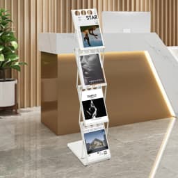 Foldable Magazine Rack with 4 Pockets A4 Brochure Holder Portable Display Stand for Exhibition And Trade Show