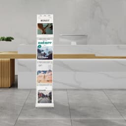Foldable Magazine Rack with 4 Pockets A4 Brochure Holder Portable Display Stand for Exhibition And Trade Show
