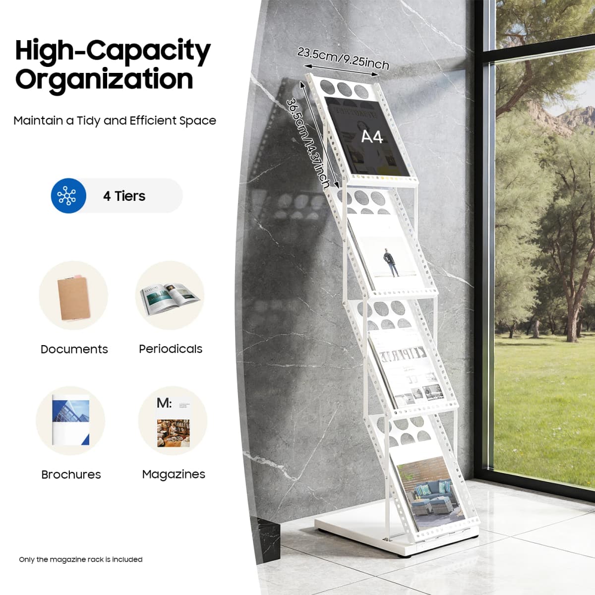 Foldable Magazine Rack with 4 Pockets A4 Brochure Holder Portable Display Stand for Exhibition And Trade Show