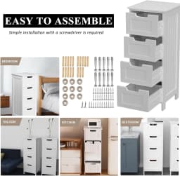 DayPlus Chest of Drawers Storage Cabinet Bedroom,White Chest of Drawers, 4 Drawers Dresser for Bedroom,Living Room,Hallway